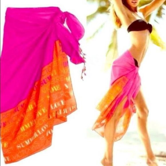 Victoria's Secret Other - Victoria’s Secret Summer Love Beaded 100% cotton Sarong Beach Cover-up
